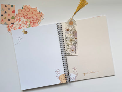 Personalized White Floral Pressed Bookmark