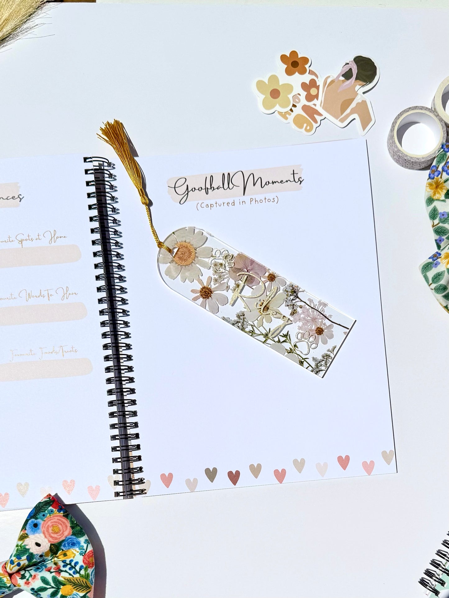 Personalized White Floral Pressed Bookmark