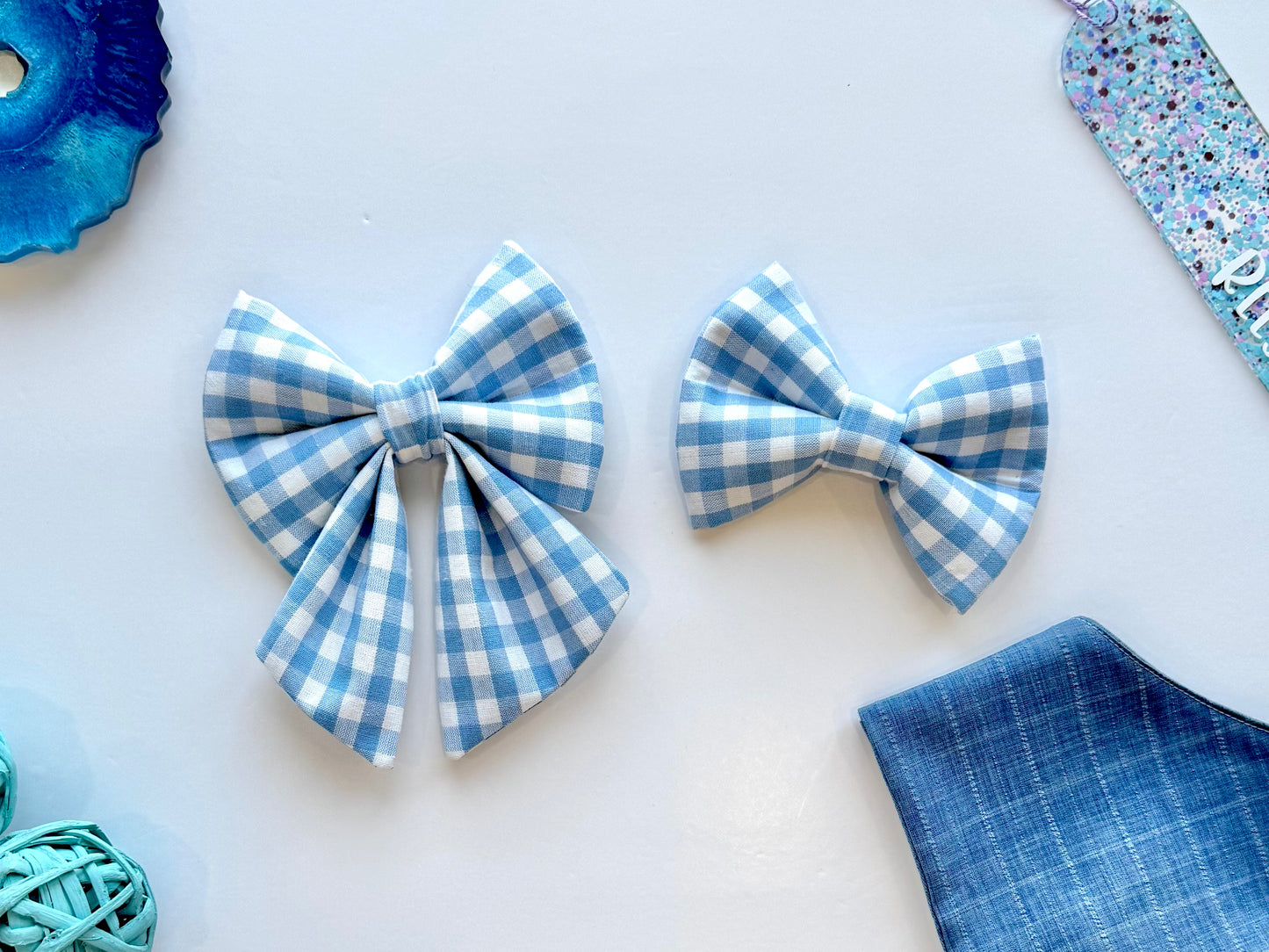 Gingham in Blue Bow