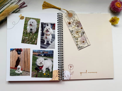 Personalized White Floral Pressed Bookmark