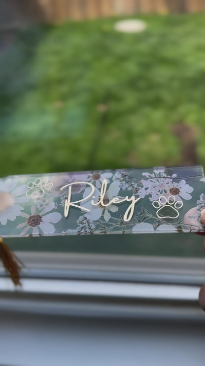 Personalized White Floral Pressed Bookmark